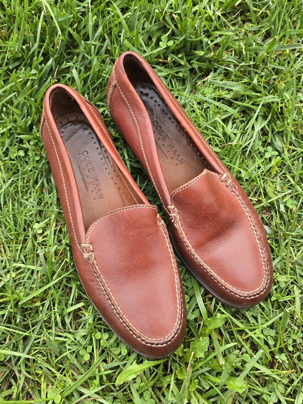 Cole Haan Chestnut Brown Leather Slip-On Loafers